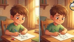 Spot the Difference Challenge: Find 3 Changes in This Boy Drawing in 7 Seconds