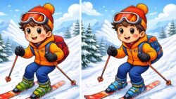 9-Second Visual Challenge: Spot the 3 Differences in the Boy Skiing Image